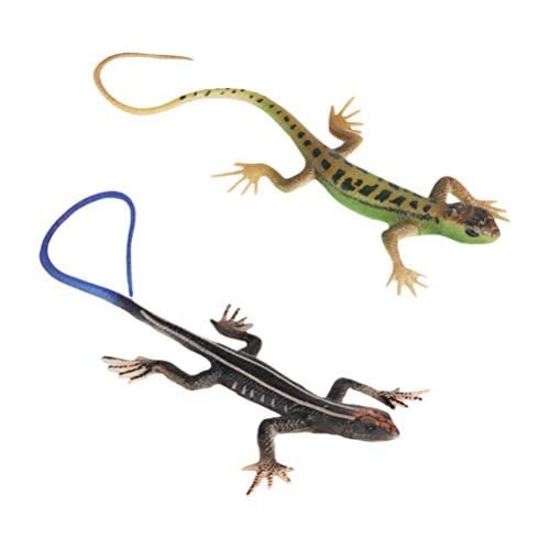 NUOBESTY Realistic Fake Lizards Artificial Reptile Lizard Models Plastic Lizards Action Figures for Halloween and April Fool's Day Pranks, 2 Pieces