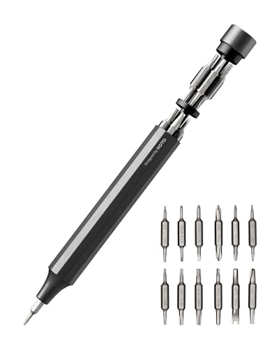 HOTO 24 in 1 Multi Bit Mini Screwdriver Set Magnetic, Manual Precision Screwdriver Set, EDC Pen Screwdriver for Eyeglass, Electronics, Watch, Laptop, Phone, Slate Grey