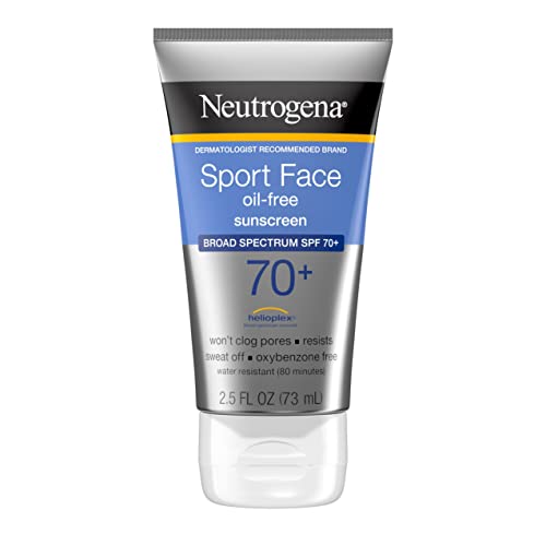 Neutrogena Sport Face Sunscreen SPF 70+, Oil-Free Facial Sunscreen Lotion with Broad Spectrum UVA/UVB Sun Protection, Sweat-Resistant & Water-Resistant, 2.5 fl. oz