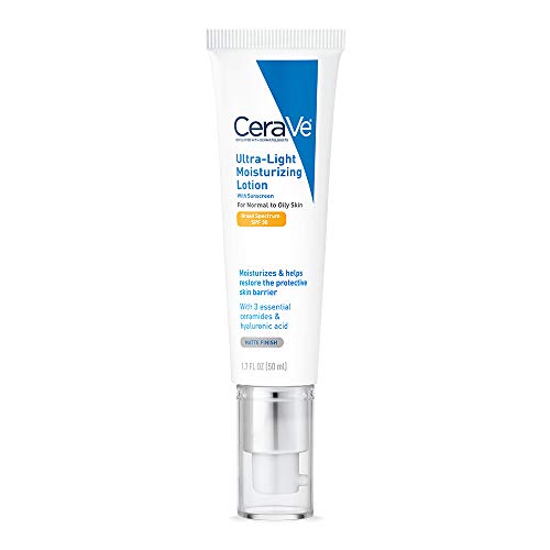 CeraVe Ultra-Light Moisturizing Lotion With SPF 30| Daily Face Moisturizer with SPF | Formulated with Hyaluronic Acid & Ceramides | Broad Spectrum SPF | Oil Free | Matte Finish | 1.7 Ounce