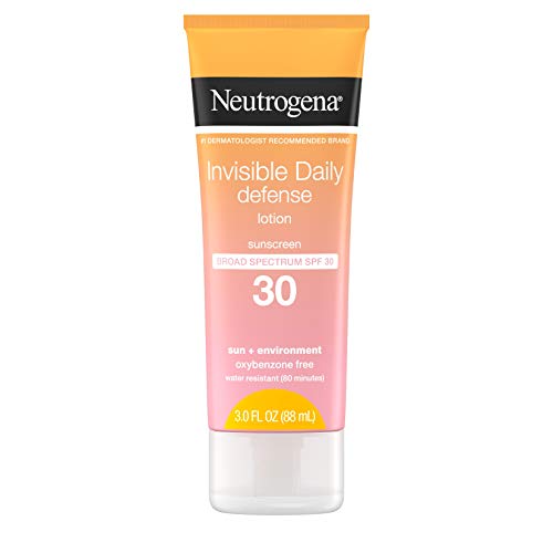 Neutrogena Invisible Daily Defense Sunscreen Lotion, Broad Spectrum SPF 30, Oxybenzone-Free & Water-Resistant, Sun & Environmental Aggressor Protection, Antioxidant Complex, 3.0 fl. oz