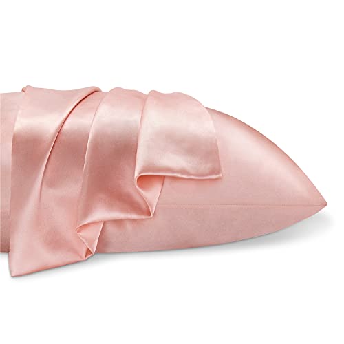 BEDELITE Satin Pillowcase for Hair and Skin, Coral Pillow Cases Standard Size Set of 2 Pack 20x26 Inches, Super Soft Similar to Silk Pillow Cases with Envelope Closure, Gifts for Women Girl