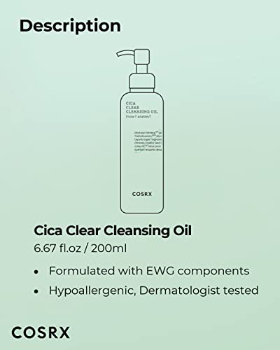 COSRX Pure Fit Cica Cleansing Oil, 6.76 fl. oz / 200ml | Light Weight Oil Purifying Centella for Sensitive Skin | CICA-7 Complex, Jojoba seed oil