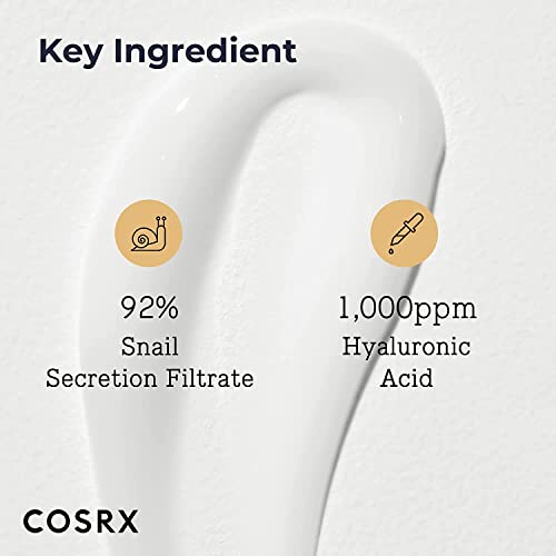 COSRX Snail Mucin 92% Moisturizer, Daily Repair Face Gel Cream Tube Type for Dry, Sensitive Skin, Not Tested on Animals, No Parabens, No Sulfates, No Phthalates, Korean Skincare (3.52Fl Oz / 100g)