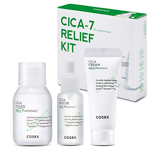 COSRX CICA Relief Kit | Toner, Serum, Cream with Centella Asiatica | Sensitive Skin, Soothing, Moisturizing | Travel Size Set, Gift Set, Korean Skincare, Not Tested on Animals, Paraben Free