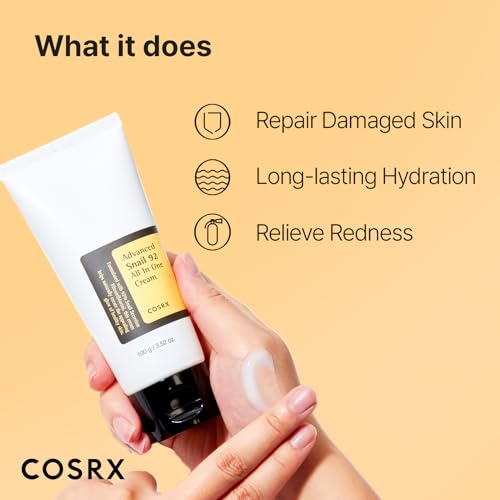 COSRX Snail Mucin 92% Moisturizer, Daily Repair Face Gel Cream Tube Type for Dry, Sensitive Skin, Not Tested on Animals, No Parabens, No Sulfates, No Phthalates, Korean Skincare (3.52Fl Oz / 100g)