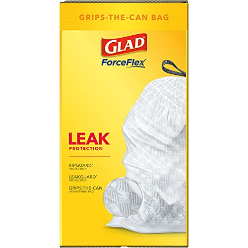 Glad Trash Bags, ForceFlex Tall Kitchen Drawstring Garbage Bags, 13 Gallon, Unscented, 120 Count.