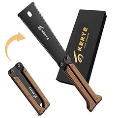 KERYE Hand Saw Tools, 5.5 Inch Mini Pocket Folding Saw, SK5 Blade Wood Saw for Woodworking, 13/14 TPI Double Edges Pull Saw, Flush Cut Saw for Wet/Dry Wood