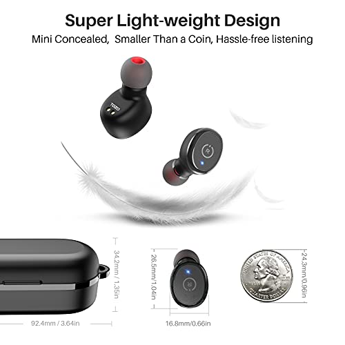 TOZO T10 Bluetooth 5.3 Wireless Earbuds with Wireless Charging Case IPX8 Waterproof Stereo Headphones in Ear Built in Mic Headset Premium Sound with Deep Bass for Sport Black