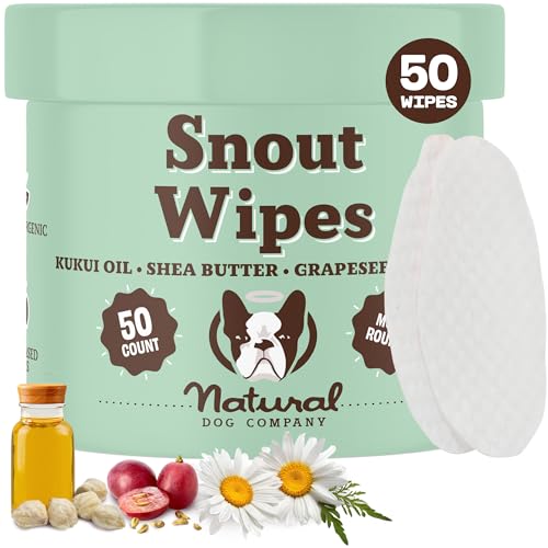 Natural Dog Snout Wipes (50 Ct) Snout Dog Wipes for Cleaning and Soothing, Non-Toxic Dog Care Products, Jojoba Oil& Shea Butter, Snout Soother Wipes, Nourishing and Moisturizing Wipes for Dogs