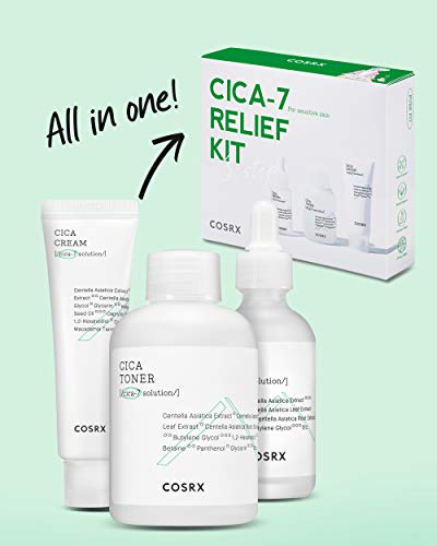 COSRX CICA Relief Kit | Toner, Serum, Cream with Centella Asiatica | Sensitive Skin, Soothing, Moisturizing | Travel Size Set, Gift Set, Korean Skincare, Not Tested on Animals, Paraben Free