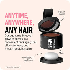 BOLDIFY Hairline Powder Instantly Conceals Hair Loss, Root Touch Up Hair Powder, Hair Toppers for Women & Men, Hair Fibers for Thinning Hair, Root Cover Up, Stain-Proof 48 Hour Formula (Black)