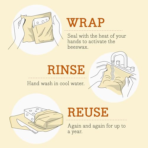 Bee's Wrap Reusable Beeswax Food Wraps Made in the USA, Eco Friendly Beeswax Wraps for Food, Sustainable Food Storage Containers, Organic Cotton Food Wrap, XL Bread Wrap for Homemade Bread, Honeycomb