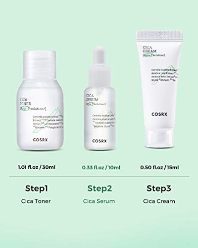 COSRX CICA Relief Kit | Toner, Serum, Cream with Centella Asiatica | Sensitive Skin, Soothing, Moisturizing | Travel Size Set, Gift Set, Korean Skincare, Not Tested on Animals, Paraben Free