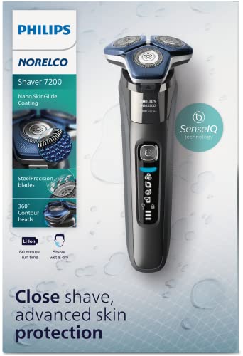 Philips Norelco Shaver 7200, Rechargeable Wet & Dry Electric Shaver with SenseIQ Technology and Pop-up Trimmer, S7887/82