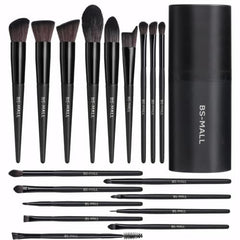 BS-MALL Makeup Brush Set 18 Pcs Premium Synthetic Foundation Powder Concealers Eye shadows Blush Makeup Brushes with black case (C-Black)