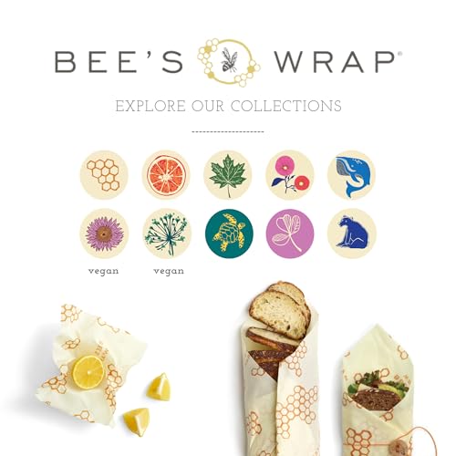 Bee's Wrap Reusable Beeswax Food Wraps Made in the USA, Eco Friendly Beeswax Wraps for Food, Sustainable Food Storage Containers, Organic Cotton Food Wrap, XL Bread Wrap for Homemade Bread, Honeycomb