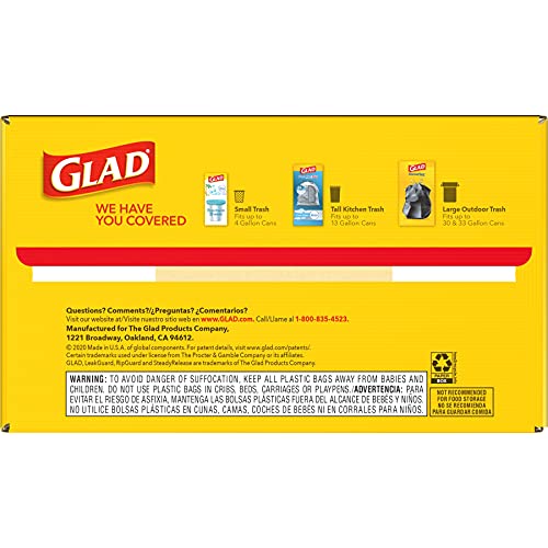 Glad Trash Bags, ForceFlex Tall Kitchen Drawstring Garbage Bags, 13 Gallon, Unscented, 120 Count.