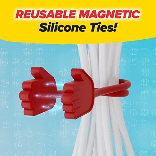 Ruby Holding Hands Ultra-Powerful Magnetic Silicone Zip Ties, AS-SEEN-ON-TV, Industrial-Strength Cable Ties with Magnet Automatically Stick Together, Reusable, Great for Cables, Cords