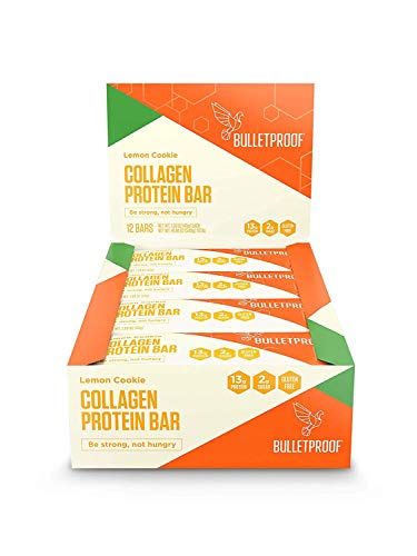 Bulletproof Lemon Cookie Collagen Protein Bars, Pack of 12, Keto-Friendly Snack with MCT Oil