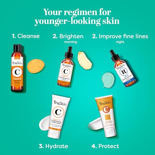 TruSkin Face Serum Duo – Retinol Serum for Face & Vitamin C Serum – Anti Aging Skin Care Set for Women – Skin Care for Bright, Smooth, & Firm Skin – 1 fl oz, 2 Bottles