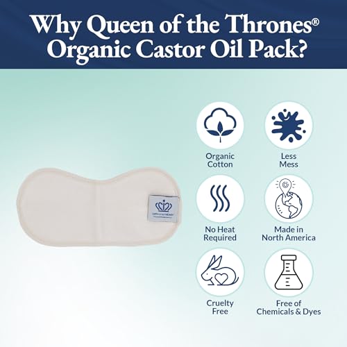 Castor Oil Pack for Thyroid by Queen of the Thrones - Less Mess, Reusable, Comfort Fit - Organic Cotton Flannel, Soft Ties & Naturopathic Doctor Designed (Castor Oil Sold Separately)