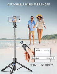 71" Phone Tripod & Selfie Stick, All in One Extendable Cell Phone Tripod with Wireless Remote, Tripod Stand for iPhone & Travel Tripod 360° Rotation Compatible with iPhone Android Phone, Camera