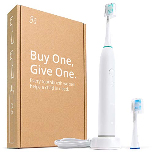 Greater Goods Sonic Electric Toothbrush with 4 Modes & Replaceable Heads, 80,000 Strokes/Cycle for Teeth Whitening, (White)