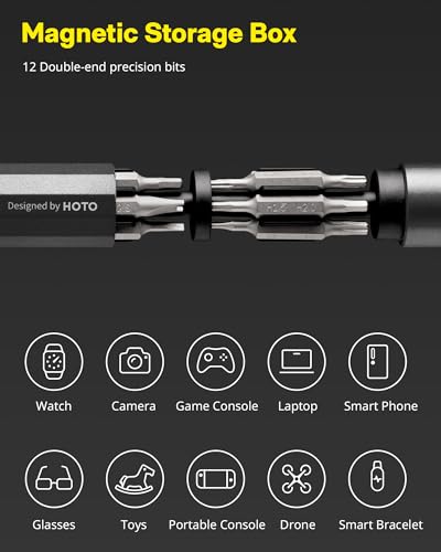 HOTO 24 in 1 Multi Bit Mini Screwdriver Set Magnetic, Manual Precision Screwdriver Set, EDC Pen Screwdriver for Eyeglass, Electronics, Watch, Laptop, Phone, Slate Grey