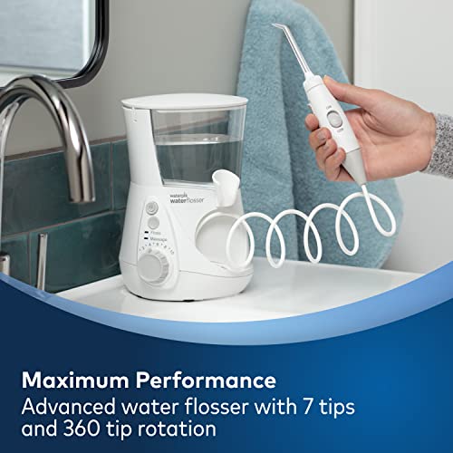 Waterpik Aquarius Water Flosser Professional For Teeth, Gums, Braces, Dental Care, Electric Power With 10 Settings, 7 Tips For Multiple Users And Needs, ADA Accepted, White WP-660