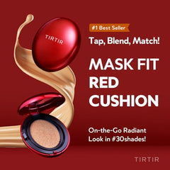 TIRTIR Mask Fit Red Cushion Foundation | Japan's No.1 Choice for Glass skin, Long-Lasting, Lightweight, Buildable Coverage, Semi-Matte (43N Deep Cocoa, 0.63 Fl Oz (Pack of 1))