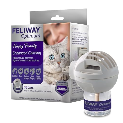 FELIWAY Optimum Cat, Enhanced Calming Pheromone Diffuser, 30 Day Starter Kit (48 mL), Translucent