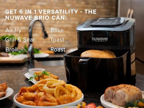 NUWAVE Brio 7-in-1 Air Fryer Oven, 7.25-Quart with One-Touch Digital Controls, Non-Stick Air Circulation Riser & Reversible Rack Included