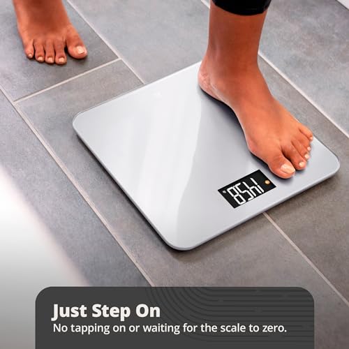 Greater Goods Digital AccuCheck Bathroom Scale for Body Weight, Capacity up to 400 lbs, Batteries Included, Ash Grey