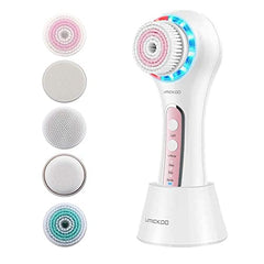 UMICKOO Face Scrubber Exfoliator,Facial Cleansing Brush Rechargeable IPX7 Waterproof with 5 Brush Heads,Electric Face Spin Brush for Exfoliating, Massaging and Deep Cleansing