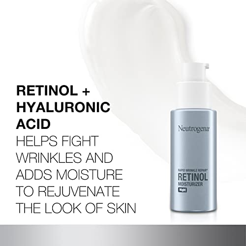 Neutrogena Retinol Face Moisturizer Cream, Rapid Wrinkle Repair, Anti-Wrinkle Night Moisturizer Cream, Anti-Wrinkle Face & Neck Cream Moisturizer with Hyaluronic Acid & Retinol, Paraben-Free, 1 fl. oz