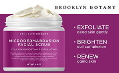 Brooklyn Botany Microdermabrasion Facial Scrub 4.8 oz – Exfoliating Face Scrub for Tightening and Brightening Skin - Face Exfoliator for Acne Scars, Wrinkles, Fine Lines and Aging Spots