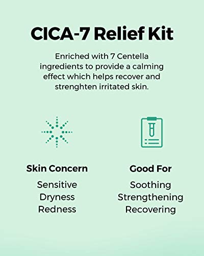 COSRX CICA Relief Kit | Toner, Serum, Cream with Centella Asiatica | Sensitive Skin, Soothing, Moisturizing | Travel Size Set, Gift Set, Korean Skincare, Not Tested on Animals, Paraben Free