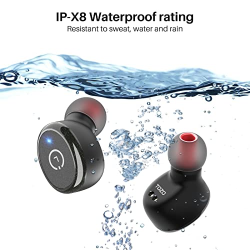 TOZO T10 Bluetooth 5.3 Wireless Earbuds with Wireless Charging Case IPX8 Waterproof Stereo Headphones in Ear Built in Mic Headset Premium Sound with Deep Bass for Sport Black