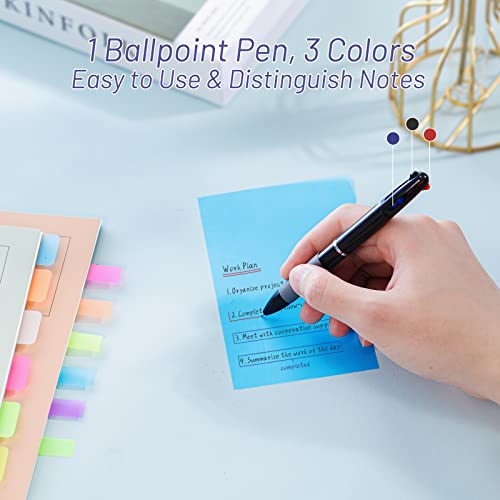 Hommie Transparent Sticky Note Pads with Color Ballpoint Pen, Clear Sticky Tabs Translucent Page Flags Book Markers Stickers, Waterproof Self-Adhesive Pad, Bible Study Office School Supplies