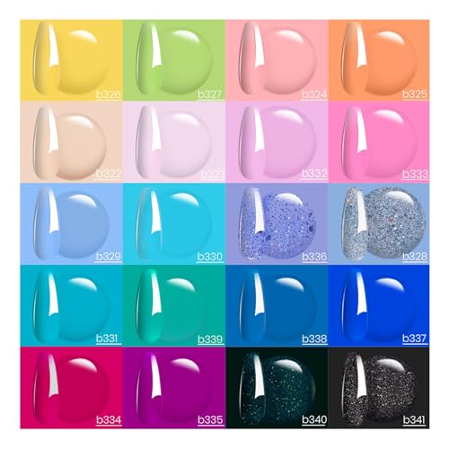 Beetles 23Pcs Gel Nail Polish Set with Base Gel Top Coat Summer Bright Colors, 2024 Summer Gel Polish Kit Blue Pink Purple Orange Green Glitter Soak Off Uv Led Nail Gel Trendy Rainbow Nail Art