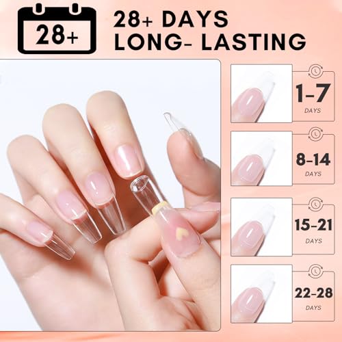 Makartt Gel Nail Glue for Gel Nail Tips, 2pcs Clear & Cherice Solid Nail Glue for Press On Nails Nail Tips Acrylic Nails Solid Builder Nail Gel for Nail Art DIY Home Salon Lamp Curing Needed 15ml