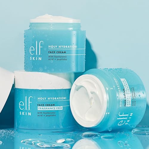 e.l.f. Holy Hydration! Face Cream - Fragrance Free, Smooth, Non-Greasy, Lightweight, Nourishing, Moisturizes, Softens, Absorbs Quickly, Suitable For All Skin Types, 1.76 Oz