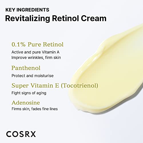 COSRX Retinol Cream, 0.67 Oz, Anti-aging Eye & Neck Cream with Retinoid Treatment to Firm Skin, Reduce Wrinkles, Fine Lines, Signs of Aging, Gentle Daily Korean Skincare (Retinol 0.1% Cream)