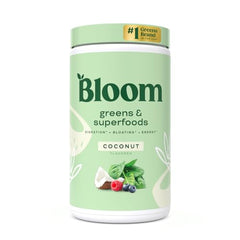 Bloom Nutrition Greens and Superfoods Powder for Digestive Health, Greens Powder with Digestive Enzymes, Probiotics, Spirulina, Chlorella for Bloating and Gut Support, Green Juice Mix, 60 SVG, Coconut