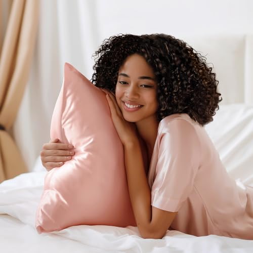 BEDELITE Satin Pillowcase for Hair and Skin, Coral Pillow Cases Standard Size Set of 2 Pack 20x26 Inches, Super Soft Similar to Silk Pillow Cases with Envelope Closure, Gifts for Women Girl