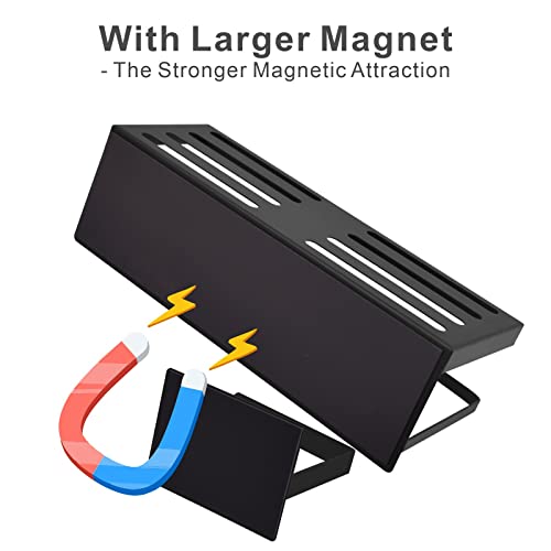 Roysili Magnetic Spice Rack For Refrigerator Magnetic Fridge Shelf For Kitchen Spice Organizer Magnetic Shelf For Fridge Space Saving Black 4 Pack With Magnetic Paper Towel Holder