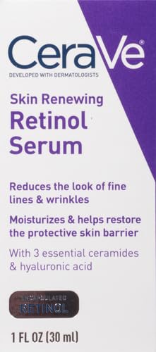 CeraVe Anti Aging Retinol Serum | Cream Serum for Smoothing Fine Lines and Skin Brightening | With Retinol, Hyaluronic Acid, Niacinamide, and Ceramides | 1 Ounce