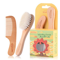 YarraModes Baby Goat Hair Brush and Comb Set for Newborns & Toddlers| Eco-Friendly Safe Brush | Natural Wooden Comb | Soft Bristles for Cradle Cap | Perfect Baby Shower and Registry Gift