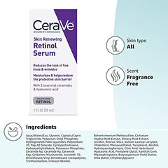 CeraVe Anti Aging Retinol Serum | Cream Serum for Smoothing Fine Lines and Skin Brightening | With Retinol, Hyaluronic Acid, Niacinamide, and Ceramides | 1 Ounce